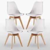 P&N Homewares Lorenzo White Kitchen Chair 83cm 4pcs
