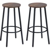 Homcom Industrial Tall Rustic Brown Bar Stool 65cm 2pcs