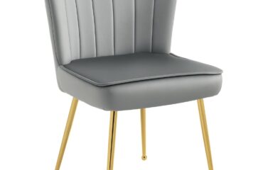 Homcom Feel Shell Luxe Accent Grey Kitchen Chair 88cm