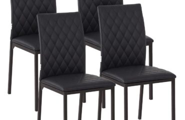Homcom Modern Black Kitchen Chair 91cm 4pcs