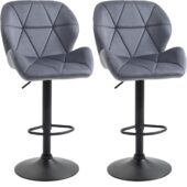 Homcom Armless Upholstered Dark Grey Bar Stool 114cm 2pcs