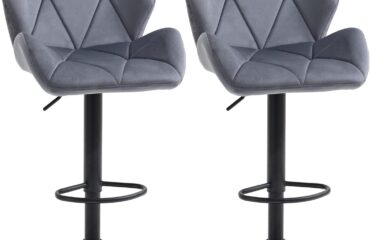 Homcom Armless Upholstered Dark Grey Bar Stool 114cm 2pcs