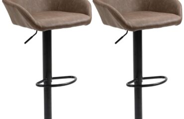 Homcom Adjustable Swivel Black Bar Stool 106cm 2pcs