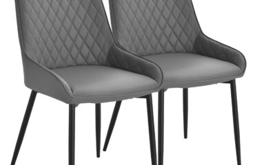 Homcom Quilted Grey Kitchen Chair 89cm 2pcs